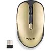 NGS EVO RUST GOLD - Mouse Ricaricabile Wireless da 2,4 GHz per Computer/Laptop/MacBook/PC/Mac/iPad/Tablet, Tasti Silenziosi, 3 Livelli DPI:800/1200/1600, Progettato per Destrimani, D'oro