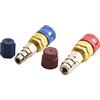 Hosrivae Set di 2 accoppiatori rapidi per aria condizionata R134a, lato basso blu (14 mm) per lato principale rosso (17 mm) adattatori di estensione diritti a 180° per kit di manometri collettori A/c