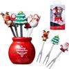 Enkomy Forchette Da Frutta Di Natale,Forchette Da Dessert Per Antipasti In Acciaio Inossidabile,Albero Di Natale Di Babbo Natale,Modello Di Pupazzo Di Neve Di Alce,Forchetta Da Frutta Riutilizzabile