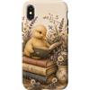 Duckling Book Garden Custodia per iPhone X/XS Anatroccolo Lettura Libri Floreale Vintage Cottagecore
