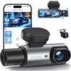 WOLFANG Dash Cam Auto 4K, Telecamera WiFi Tripla Anteriore e Posteriore, Schermo da 3.19, Super Dashcam con Visione Notturna, Monitor di Parcheggio, Sensore G, 170° Grandangolo, WDR