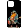 Rocking Robin Bird Outfit Custodia per iPhone 14 Rockstar Robin Bird con giacca e costume per chitarra elettrica