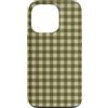 Preposh Custodia per iPhone 13 Pro Verde Oliva Gingham Estetica Preppy Girly Moda Trendy