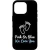 Pink Blue Reveal Decor Custodia per iPhone 16 Pro Annuncio di gravidanza rosa blu We Love You