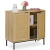 Relaxdays Credenza Ingresso e Salotto, Comò Vintage con Ante in Rattan, Gambe in Metallo, HLP: 76x80x35 cm, Marrone Nero