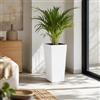 WELL HOME MOBILIARIO & DECORACIÓN Vaso alto per fiori con vaso interno, grande vaso per esterni/interni, in plastica opaca, per terrazza, giardino o soggiorno, resistente ai raggi UV, 50 x 26,5 x 26,5 cm, bianco