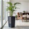 WELL HOME MOBILIARIO & DECORACIÓN Vaso alto per fiori con vaso interno, grande vaso per esterni/interni, in plastica opaca, per terrazza, giardino o soggiorno, resistente ai raggi UV, 50 x 26,5 x 26,5 cm, colore antracite