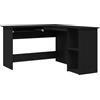 Mhdvray Scrivania angolare nera effetto rovere, 120 x 140 x 75 cm, scrivania per computer a forma di L, in legno, per ufficio e studio, stabile tavolo da lavoro e scrivania da ufficio