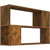 Mhdvray Libreria in rovere affumicato, moderna scaffale per soggiorno, 100 x 24 x 63 cm, stabile scaffale in legno con 2 ripiani, libreria compatta