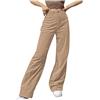 OBiQuzz Pantaloni in velluto a coste da donna, a gamba larga, in cordoncino, con tasche, larga, dritta, in tinta unita, beige., M