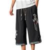 Generic Pantaloni 3/4 Uomo Kirakuco Giapponesi Lino Tradizionali Abbigliamento Corti Taro Uomini Asiatico Stile Giappone Casual con Tasche Leggero Pantaloncini Estivi Leggeri Comodi Elasticizzati #i401