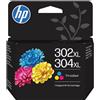 HP Cartuccia stampante HP 302XL/304XL (B7RT8AE) - 3 colori Alta capacità