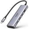 Ugreen 6W1 Hub multifunzionale Usb Tipo C - 3X Usb 3.2 Gen 1 / Hdmi 4K 60Hz / Lettore di schede Sd I Tf Grigio (60383 Cm511)