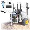 VEVOR Carrello da Pesca da Spiaggia, Capacità di Carico 90,7 kg, Carrello da Pesca Smontabile, Telaio in Lega di Alluminio, Ruote in PU da 33 cm, 7 Portacanne, Facile da Pulire, per Attività Outdoor