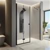 Parama Porta doccia 151-155cm profili in alluminio nero opaco apertura libro a sinistra con parete fissa vetro 8mm trasparente h195 | Fiji