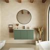Parama Mobile bagno sospeso 100cm tre ante verde foresta cannettato con lavabo bianco opaco | Pelion