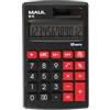 MAUL Calcolatrice M12, grande display, 12 cifre, funzioni standard per ufficio, casa, scuola, tasti funzione colorati, solare/batteria, nero