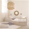 roba Letto Montessori a Pavimento 70 x 140 cm per Bambini - Con Rete a Doghe e Protezione Anticaduta - Concetto di Riposo a Livello del Pavimento per Bambini Piccoli - Stone Washed