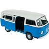 Generisch Welly 42347 - Modellino di auto compatibile con VW Volkswagen T2, blu con tetto bianco, bus Transporter 1967-1979, circa 1/34-1/39, in metallo