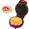 BEHOME Piastra Waffle, Waffle a forma di Cuore con Piastra Antiaderente, Piedini Antiscivolo 1000W, Macchina per 5 Waffle alla volta, Rossa