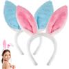 VONJUMA 2 Pezzi Cerchietto Orecchie Coniglio Fascia Orecchie di Coniglio Peluche Fasce per Capelli Peluche per Ragazza Donna per Matrimonio Festa Cosplay Costume Rosa Blu