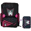 Zaino Estensibile Kuromi Scuola Nero + Astuccio 3 Zip