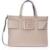 Armani Exchange Susy, Monogram Classic, Metal Logo, Shoulder Strap, Shopping Bag Donna, Sabbia