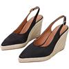 HIKKWXVN Sandali con Zeppa con Plateau Espadrillas Estivi da Donna, décolleté con Zeppa con Cinturino sul Retro a Punta, Scarpe estive Casual per Matrimoni di Festa,Nero,36 EU