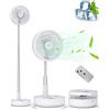 Primevolve Ventilatore da terra oscillante portatile, ricaricabile con batterie USB, ventilatore per computer con telecomando, ventilatori da campeggio, viaggi, bianco da 7,7 pollici