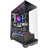 Mars Gaming MC-PRISMA, Case Gaming ATX, Triplo Vetro Temperato Continuo Senza Cornici, Illuminazione ARGB Frontale e Laterale, Doppia Camera, Supporto Raffreddamento Liquido fino a 360mm, Nero