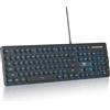 SbocKeeb Tastiera Illuminata PC, Tastiere Membrana Retroilluminati LED con Cute Tasti Rotondi, 104 Tasti Fullsize Tastiera USB Filo per PC/Win/Mac/Laptop QWERTY americana