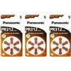 PANASONIC Confezione da 3 blister da 6 batterie Zinc Air PR312 per apparecchi acustici