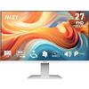 msi PRO MP273WA E14A Monitor PC 27 FHD, 1920x1080 IPS, 144 Hz, 1 ms, HDR Ready, Adaptive-Sync, Eye Care, Altoparlanti Integrati, HDMI 2.0, DP 1.2a, Senza Cornice, Inclinabile, VESA Mount, Bianco