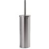Gedy Taipei Scopino Bagno WC in Acciaio Inox, Scopino WC Colore Spazzolato, Scopino Bagno da Appoggio Base Rotonda con Ciuffo in Setole Nere in Nylon, Tazza Interna Estraibile per una Pulizia Veloce