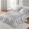 Madison Park Essentials - Set di lenzuola in raso, lussuose e setose, con lucentezza naturale, con tasca elastica da 35,6 cm per materassi fino a 40,6 cm, elastico tutto l'anno, biancheria da letto