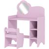 AIYAPLAY Tavolo trucco bambina 2 in 1 scrivania con sgabello specchio ripiani aperti per bambini 3+ anni bianco | Aosom Italy