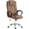 Vinsetto Sedia da Ufficio Ergonomica Inclinabile Girevole in Tessuto Effetto Lino con Poggiatesta, Marrone | Aosom Italy