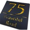 Generic Cartello numero civico in oro nero cavo 3D acrilico personalizzato per esterno con nome stradale indirizzo negozio fatto piastra porta indirizzo personalizzato regali di inaugurazione