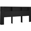 vidaXL Testiera con ripiani Nero 220x18,5x104,5 cm