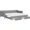 vidaXL Divano letto estraibile con cassetti Grigio chiaro 90x200 cm Tessuto