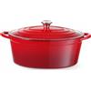 HENDI Casseruola in ghisa smaltata, 6,88L, Rosso, 405x255x(H)134mm