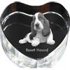 Art-Dog Basset Hound - fotografia del cane incastonata nel cristallo, cuore di cristallo, cornice unica con fotografia del marchio Art-Dog