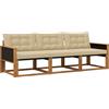 vidaXL Set divani da esterno con cuscini 3 pezzi Naturale e Beige