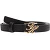 Tommy Hilfiger Donna Cintura Script 1,5 cm in Pelle con Placchetta con Logo, Nero (Black), 100 cm
