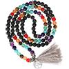 Fiada Collana Mala Tibetano Buddista con 108 Perline 6 mm Mala in Pietra Naturale con Perline Rotonde per Uomini e Donne, 68 cm (Classico)