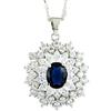 RIZILIA Ovale simulato blu zaffiro placcato oro bianco 18 carati ciondolo collana pendente catena