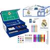 CERDÁ LIFE'S LITTLE MOMENTS Set di cancelleria colorata Real Madrid - Astuccio scuola completo per bambini con pennarelli, matite colorate e accessori ufficiali del club