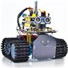 KEYESTUDIO Mini Tank Robot Smart Car Kit Light/Ultrasonic Follow, telecomando a infrarossi e Bluetooth, kit di robotica elettronica fai da te per bambini e ragazzi, supporto iOS e Android