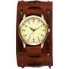 Oidea Orologio da polso da uomo in pelle, stile punk, vintage, stile steampunk, hip-hop, cinturino largo al quarzo, analogico, orologio da polso per Halloween, Marrone