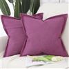 Madizz 2 Pezzi Poliestere Lino Copricuscini con bordo largo Morbido Decorativo Fodere per Cuscino Lusso Stile per Divano Camera da Letto 50x50 cm Fucsia